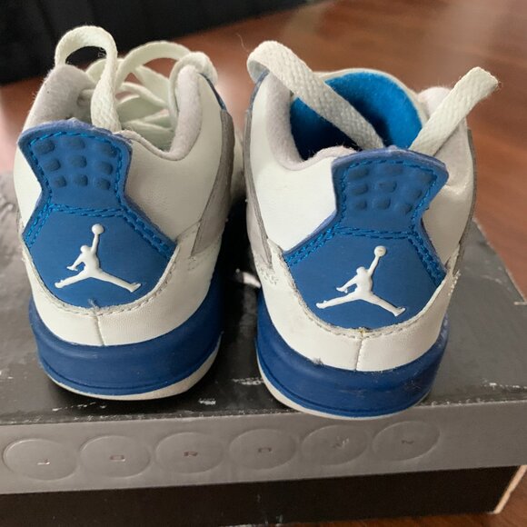 Vintage Boys Jordan 4 Retro Toddler Size 4C in Military Blue N Grey - Picture 4 of 15
